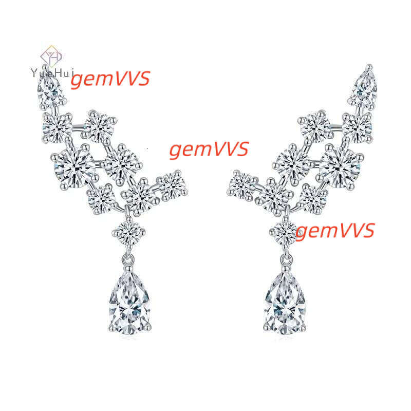 Jewellery Elegant Large Gra Certified 6.1Ct 5*8Mm Pear Cut 925 Sterling Silver Women All Moissanite Drop Earrings
