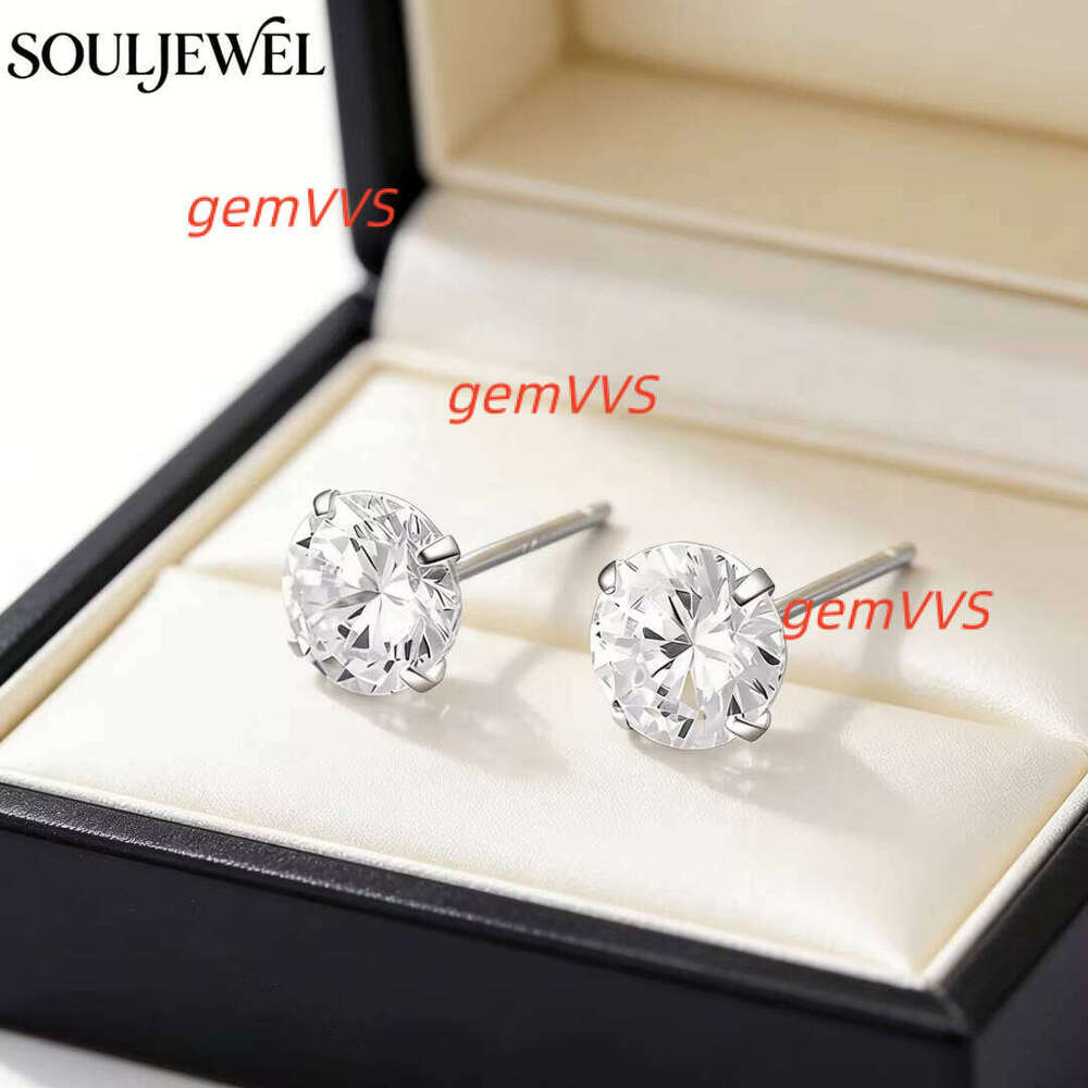 Classic Four Prong Round Brilliant Cut Moissanite Stud Earrings 925 Sterling Silver Rhodium Plated GRA Certified Unisex Jewelry