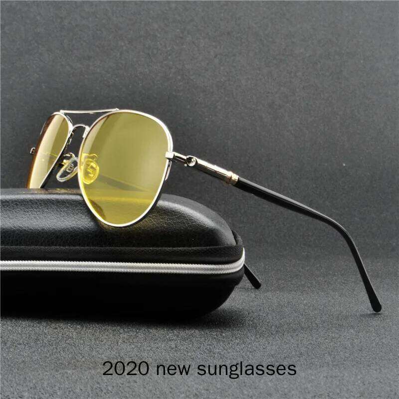 2020 New Vision Sunglasses Men Polarized Pilot Yellow Night Sight Car Driving Glasses Anti-glare Male Goggles UV400 NX Y260207