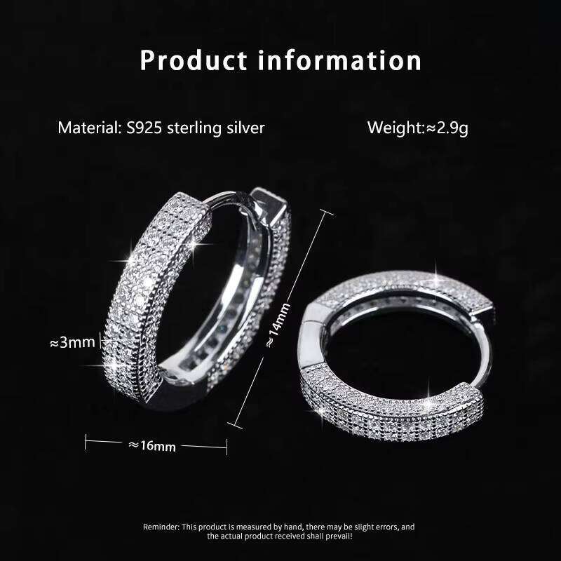 High Quality Gold Plated 925 Sterling Silver VVS D Color Moissanite Earrings For Men And Women
