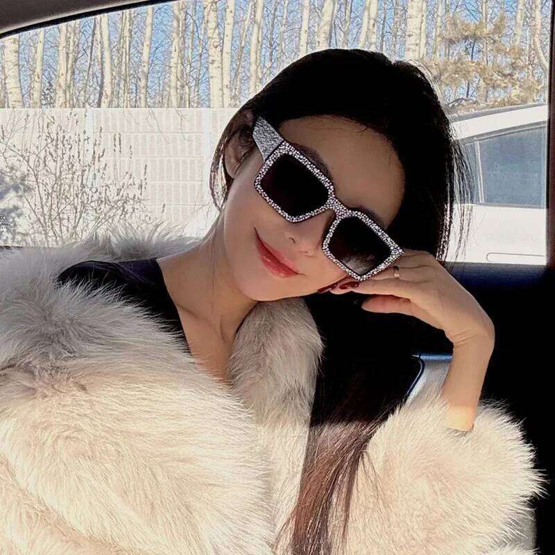 Retro Big Frame Women Square Black Rectangle Cool Men Sunglasses One Piece Designer Sun Glasses for Female Male Y260207