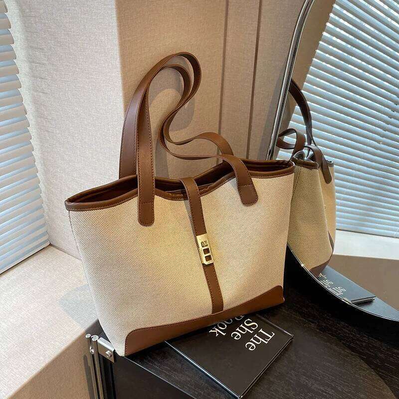 Women canvas fashion large capacity tote popular women simple commuting with one-shoulder bag C260207