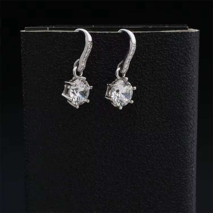 Luxury 10K White Gold Drop Moissanite Earrings For Women
