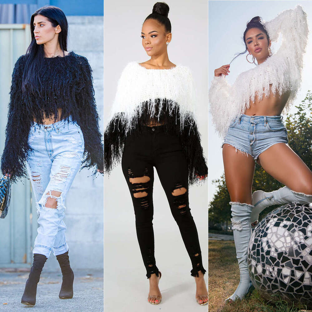 European and American Women s Autumn Winter Coat Wish Hot Selling Handmade Tassel Knitted Pullover Sweater luanyun