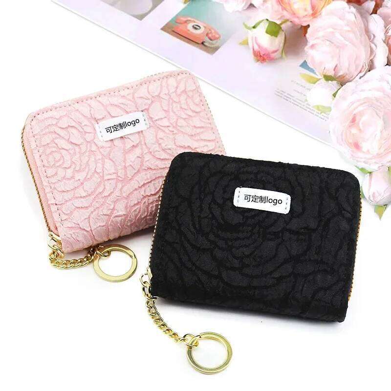 ins Korean Style Flower Money Holder Wallets Ladies Mini Short Change Bag Female Card Coins Purse for Women Y260206