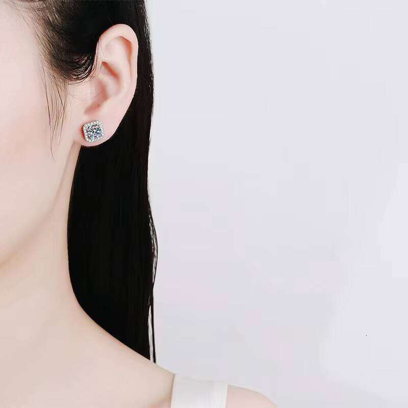 1Ct 2Ct Ear Studs Earring Pass Diamond Test Moissanite Stud Earrings For Women Sterling Silver Jewelry