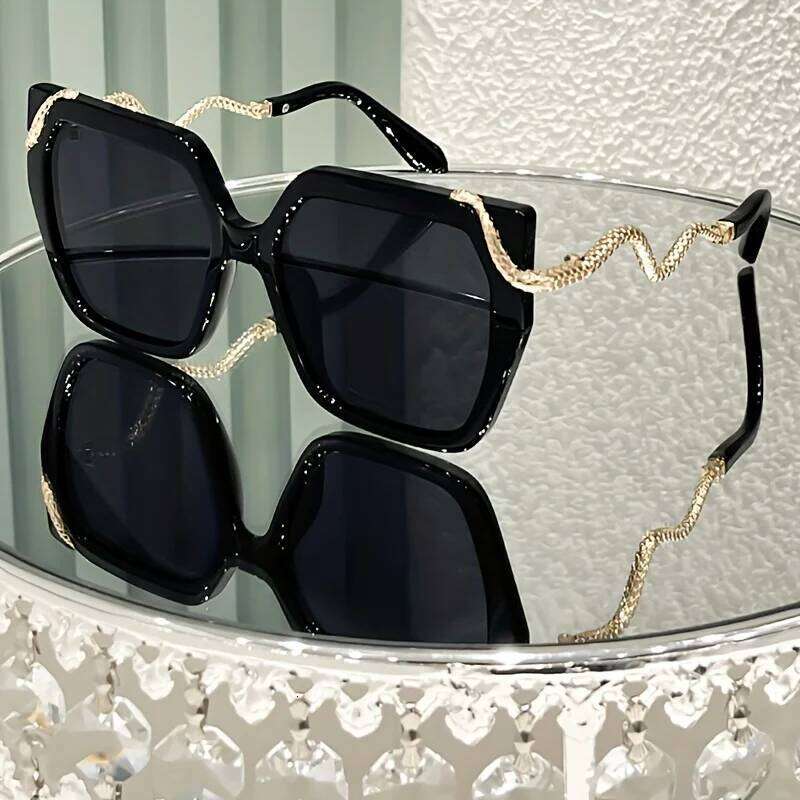 Women's Oversized Round Fashion Glasses with Snake-Shaped Metal Arms - Lightweight PC Frame, White & Golden Luxury Y260207