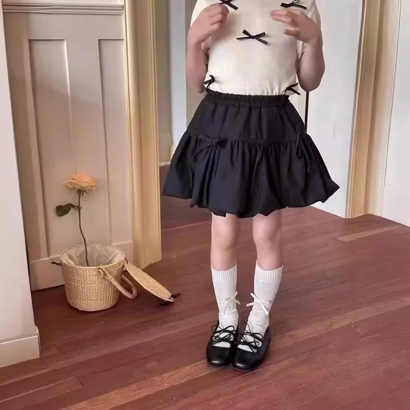 412Y Girls Skirt Ballet Style Korean Bow Flower Bud Short Skirts Summer Childrens Casual Lolita Princess Versatile Dress 260207