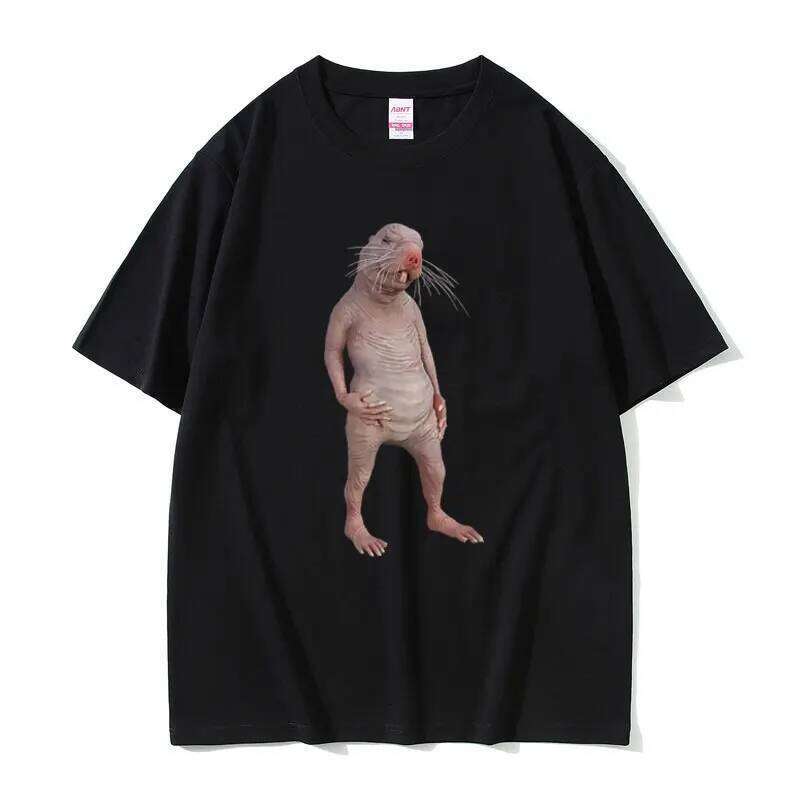 I Really Like Moles, Okay? Funny Naked Mole Rat Meme T-shirt Men Women Humor Evil T Shirts Male Casual Oversized T-shirts C260207