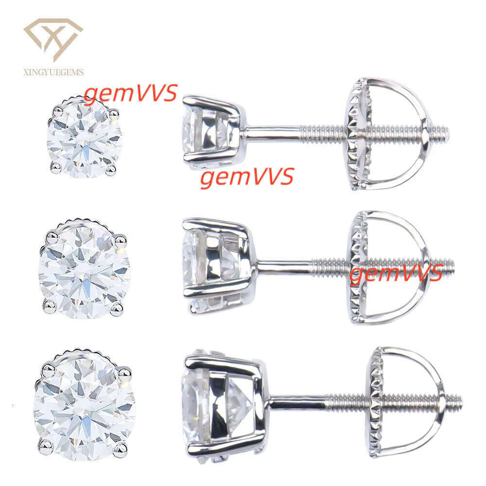 Xingyue Factory Quality 925 Silver Fashion Jewelry Screw Back Gra Vvs White Mossanite Moissanite Stud Earrings For Women