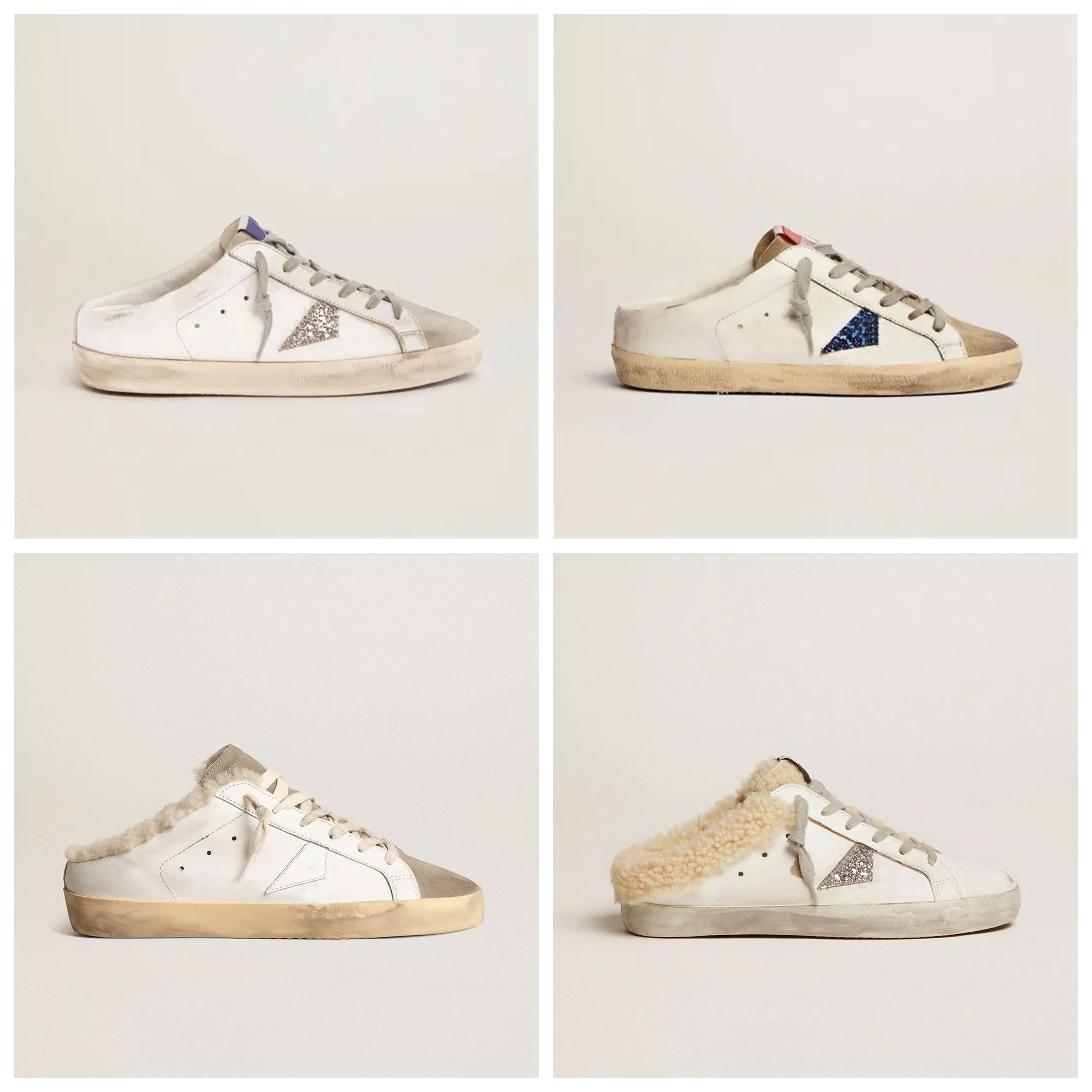 Mule Leather Slipper Super-star Leather Italy Dirty Old Slipper Mule Luxury Mules Mens Womens Genuine Leather Velvet Loafers