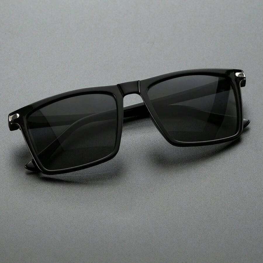 2025 New Classic Black Square Sunglasses Men Fashion Mirror Blue Sun Glasses Unisex Vintage Anti Glare Driving Shades UV400 Y260207
