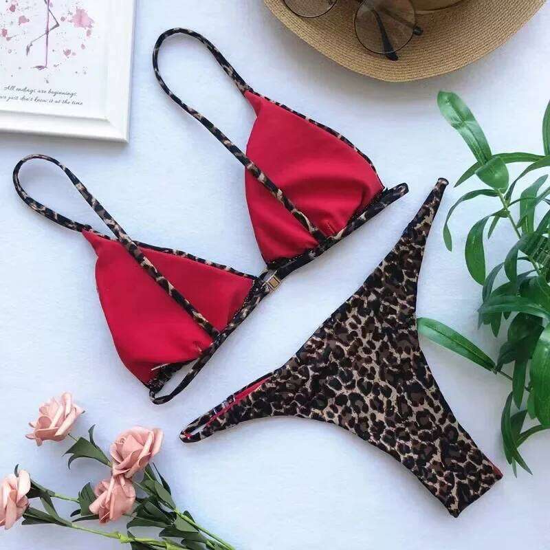 sexy micro bikinis set women leopard print high cut swimsuit padded thong two pieces biquini push up lady swimwear bathing suits C260207