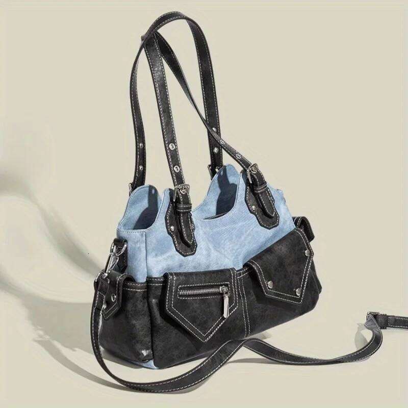 New Women's Fashion Motorcycle Underarm Crossbody Bag Spring Summer Commute Zipper Pocket Stylish Shoulder Handbag Gift C260207