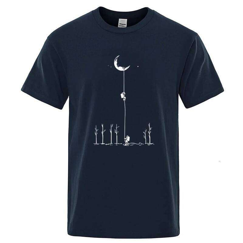 Summer Men's High Quality 100% Cotton Cool Funny Astronaut Print Casual Loose O-neck for Men Male T-shirt Hip Hop Tee C260207