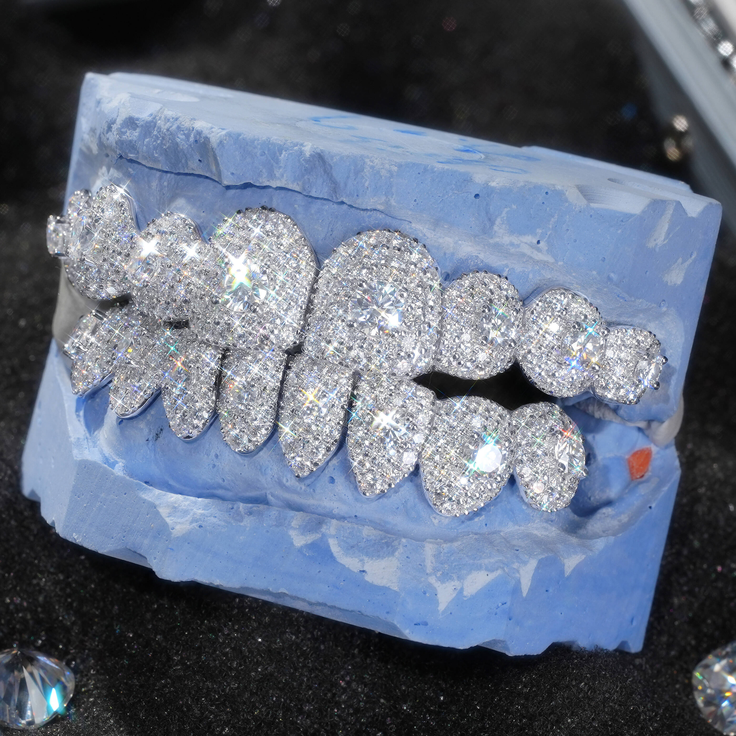 Pass Diamond Tester Iced Out 8 Top 6 Bottom Custom Grillz Teeth 925 Sterling Silver Buss Down Grillz Moissanite