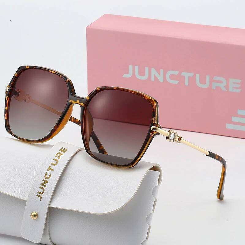 JUNCTURE Polarized Fashion Square Sun Gradient Lady Glasses Party Holiday Gifts Sunglasses for Women Y260207