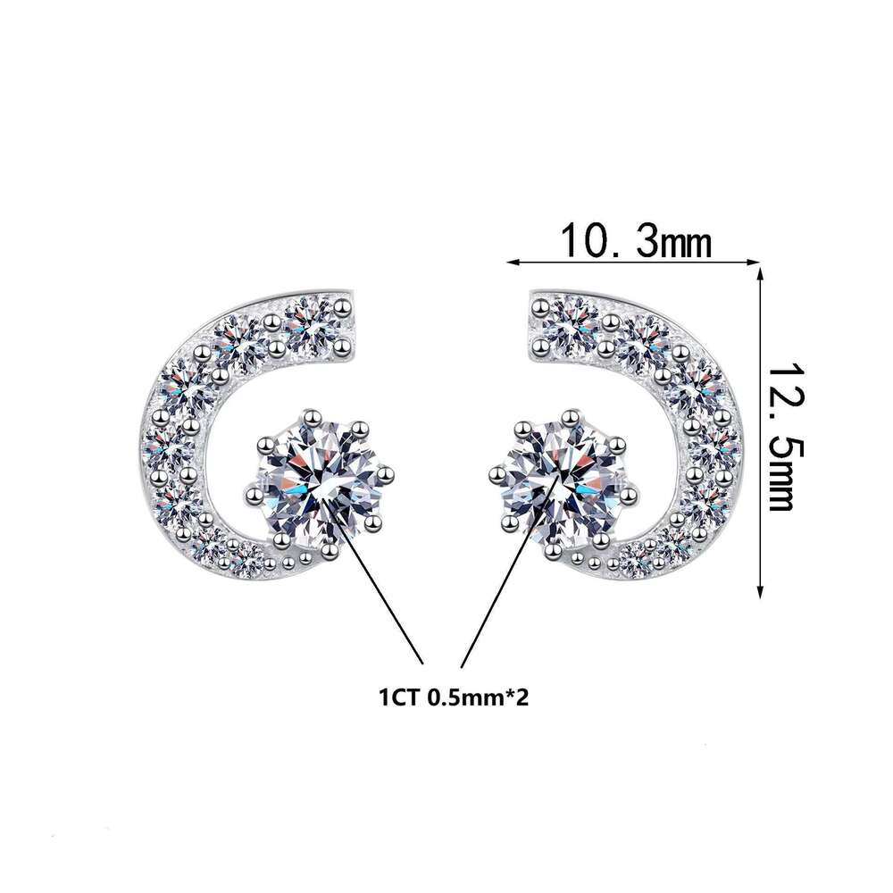 Wholesale Moon Design Grade D Diamond 925 Sterling Silver 1Ct Moissanite Stud Earrings