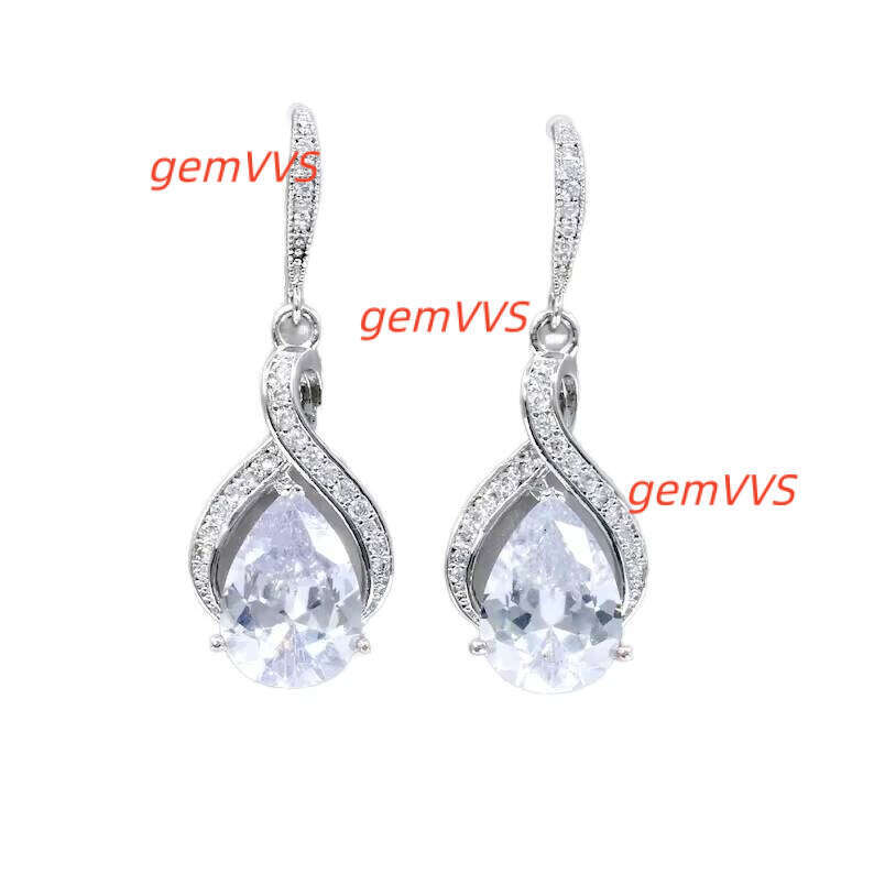 Pear Shape Sterling Silver Earring Beautiful Stud Earrings Moissanite Customized Hip Hop Gift For Her