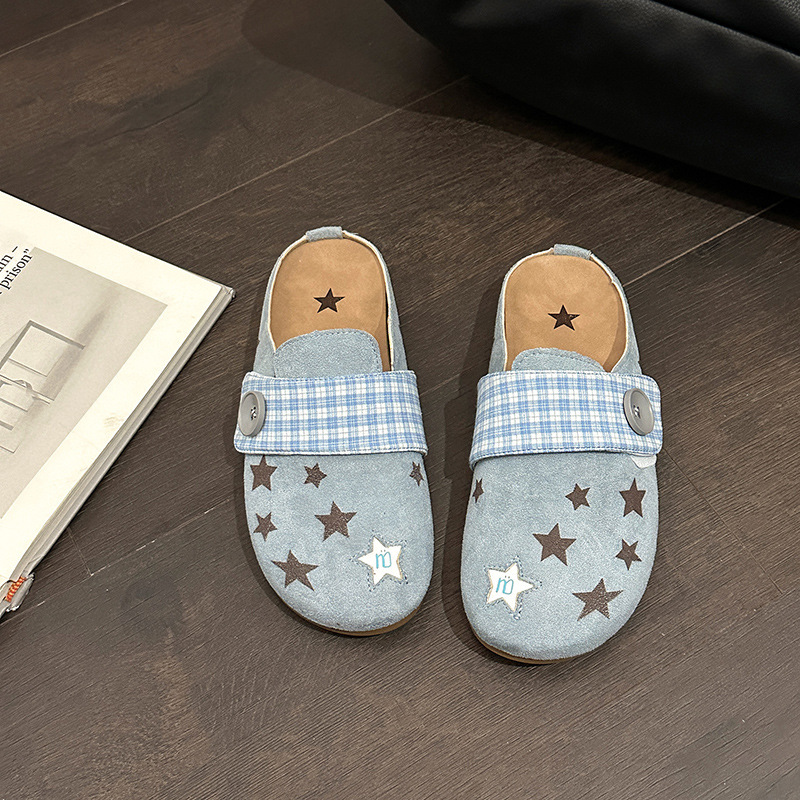 Women'S Summer New Style Outside Wear A Foot Pedal Flat Shoes Inside The Increased Head Half Slipper Single Shoes