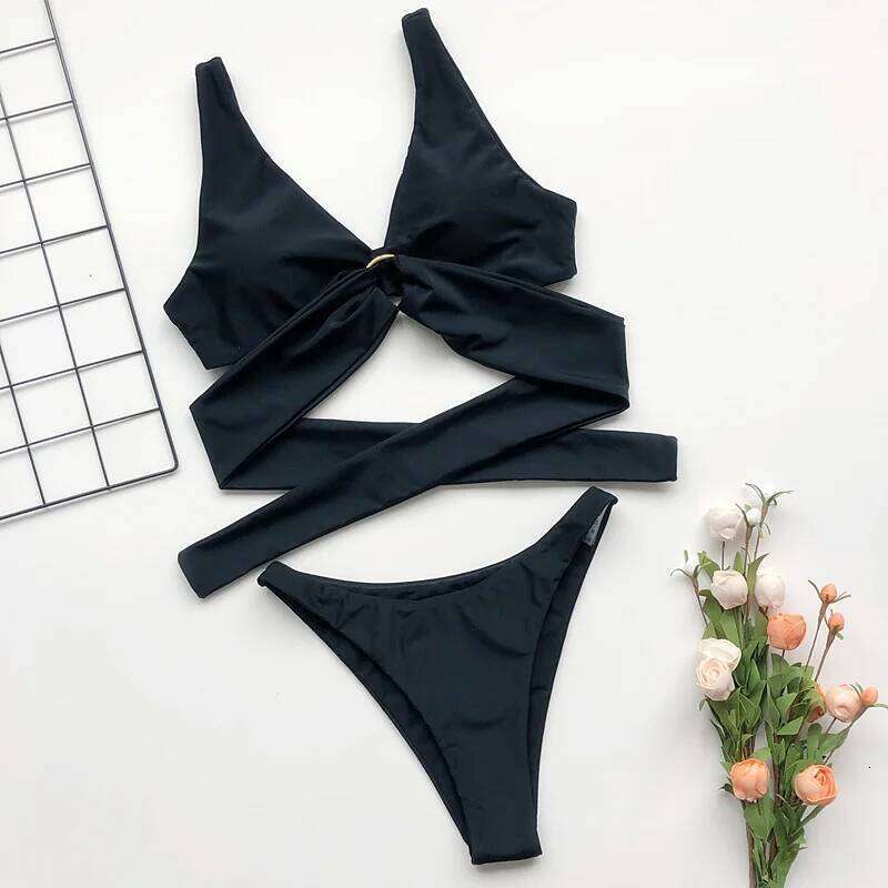 Push Up 2024 Sexy Set Women Swimwear Bathing Female Swimming Suit Bandage Swimsuit Thong Bikini C260207
