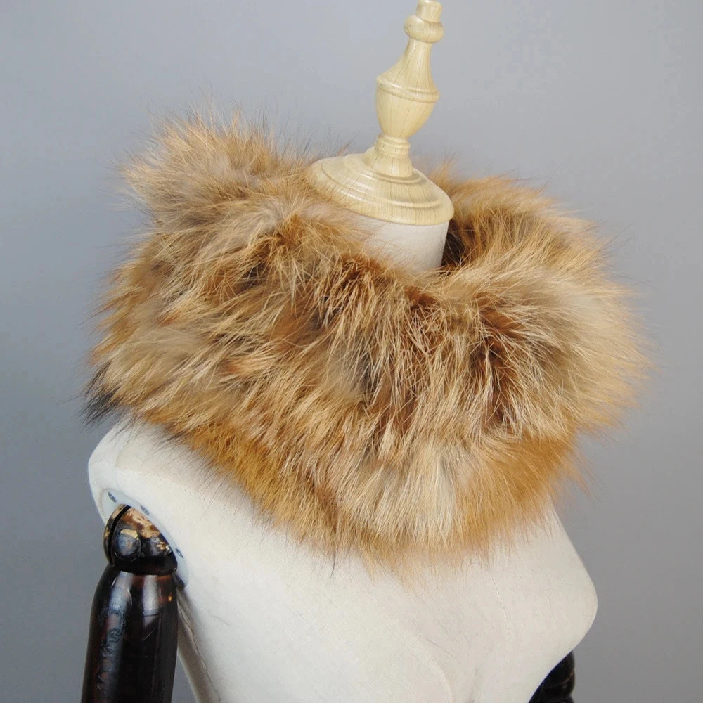 Women Real Fur Scarf Headbands Women Winter Warm Ring Raccoon Fur Scarves Neck Warmer Natural Fur Mufflers 260107