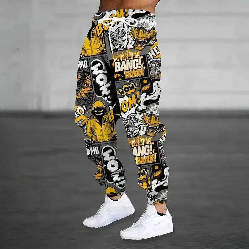 Winter Thick Warm Pants 2026 New Fashion 3D Flame Print Men Large Size Loose Casual Pocket Drawstring Sweatpants