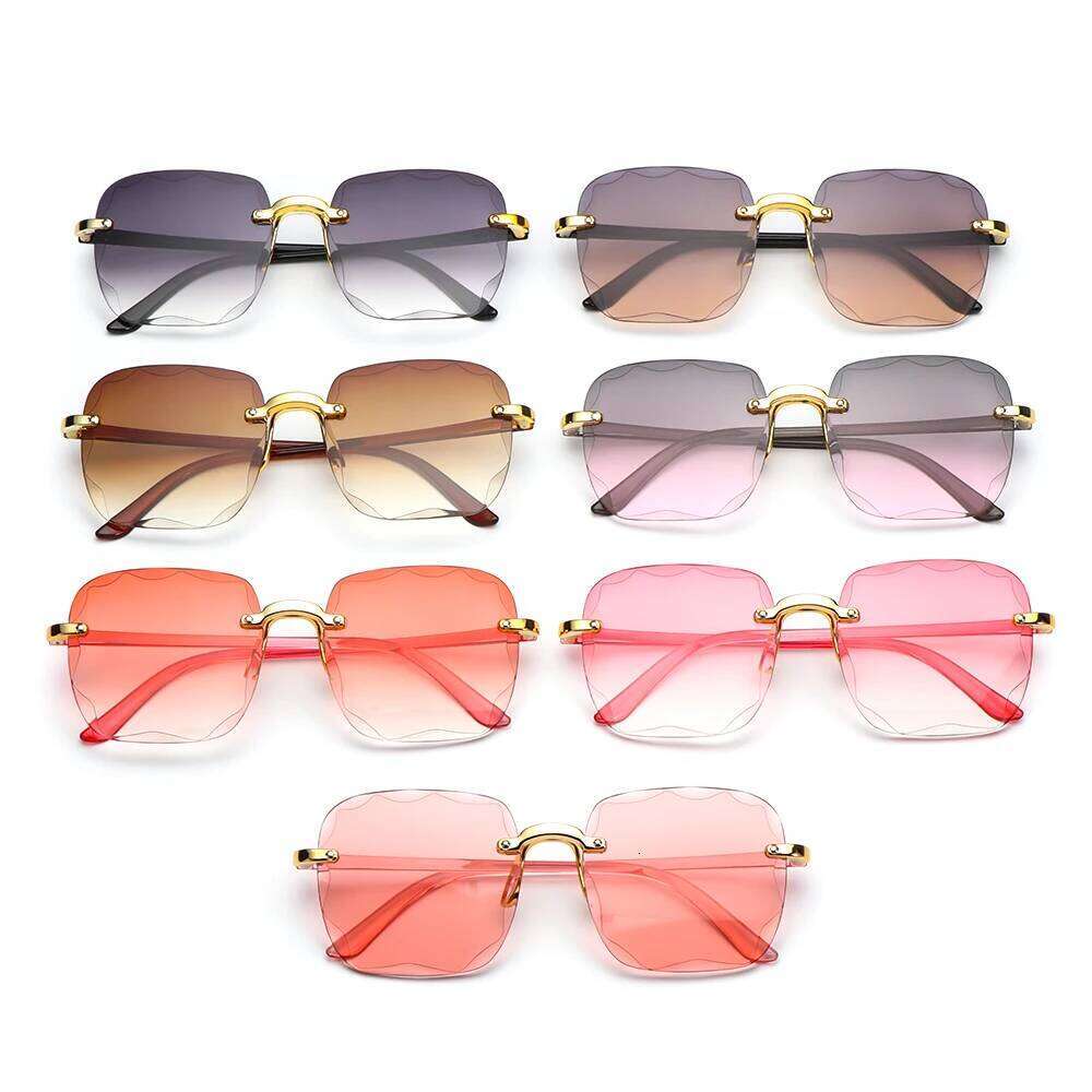 Vintage UV400 Gradient Sun Glasses Frameless Shades Eyewear Square Rimless Sunglasses for Women Y260207