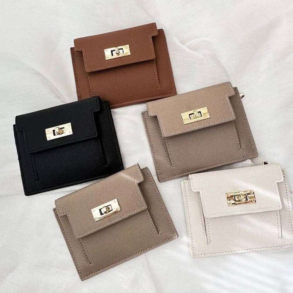 PU Leather Women's Wallet Fashion Zipper Solid Color Coin Purse Short Style Two Fold Card Bag Women Y260206