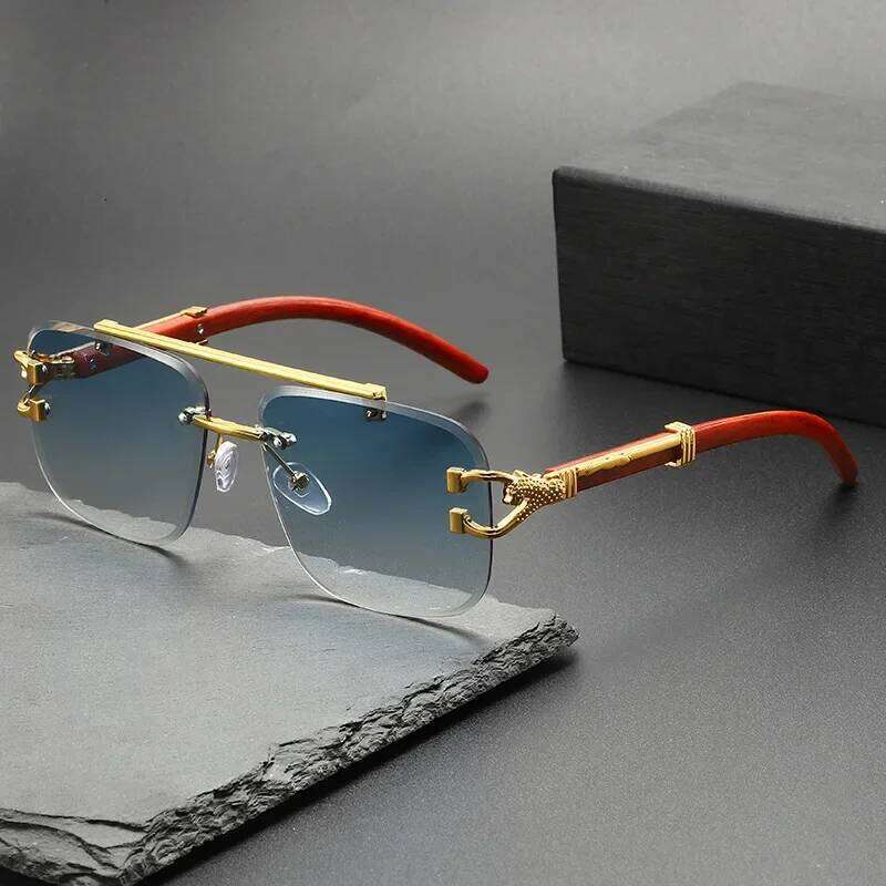 Fashion Rimless Luxury Brand Pilot Men Square Eyewear Women Outdoor Driving Eyeglasses Sun Sunglasses Y260207