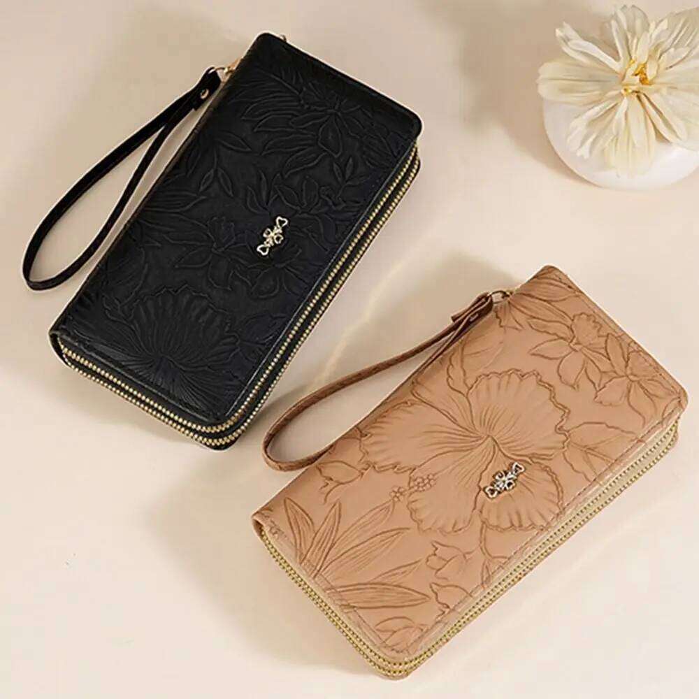 Gifts Double Zipper Long Womens Wallet Multifunctional Embossed Purses Card Holder Large Capacity Clutch Bag Y260206
