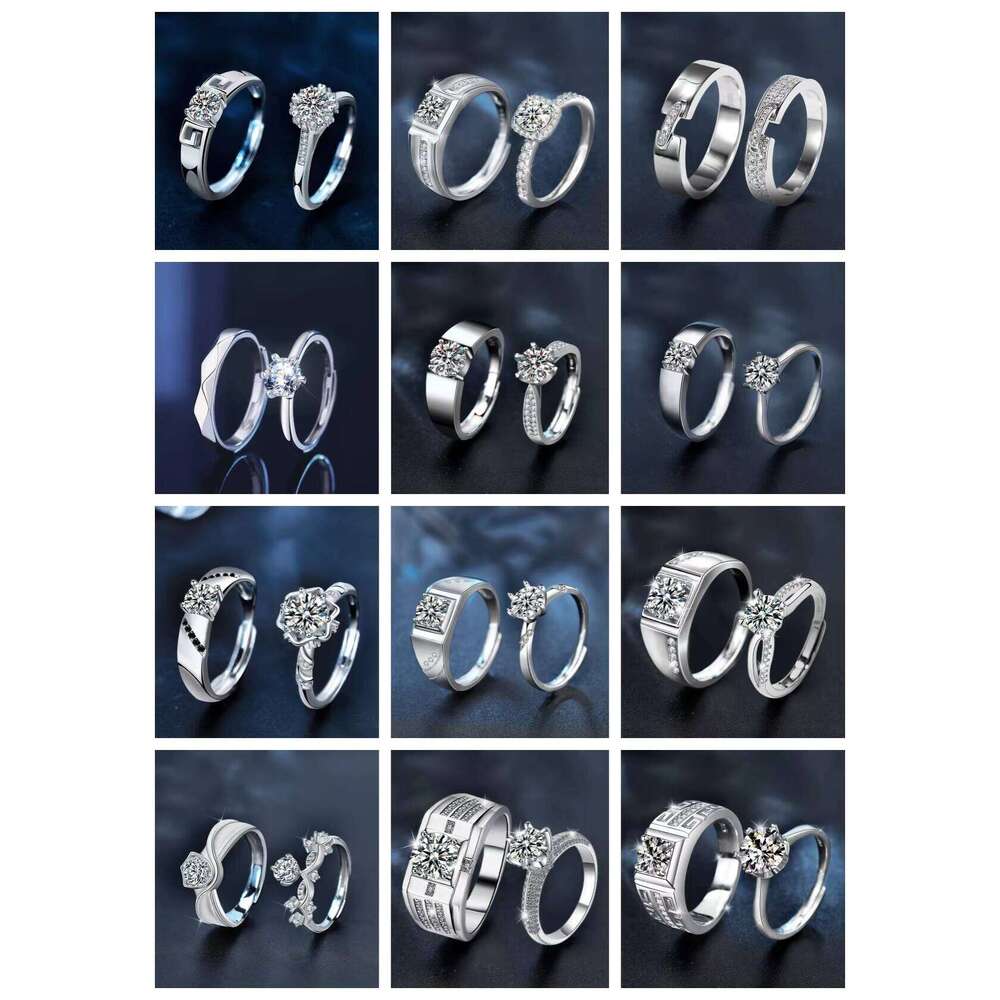 Wholesale Price Men's And Women's Diamond White Gold Plated 925 Sterling Silver Open Fashion Moissanite Ring