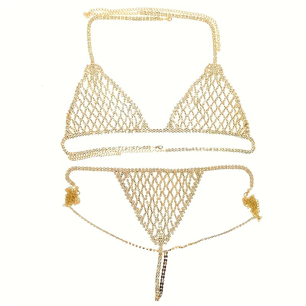 Sexy Sparkling Mesh Rhinestone Bra Chain Shorts Jewelry Set Nightclub Party Crystal Bra Chain Jewelry Set Accessories 260120