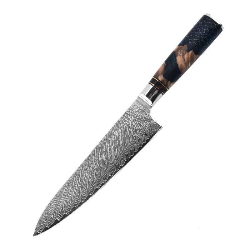 8 Inch Japanese Super Sharp Kitchen Kiritsuke Knife 67-layer Damascus Steel Blade with Carbon Fiber Foil Resin Handle 250715
