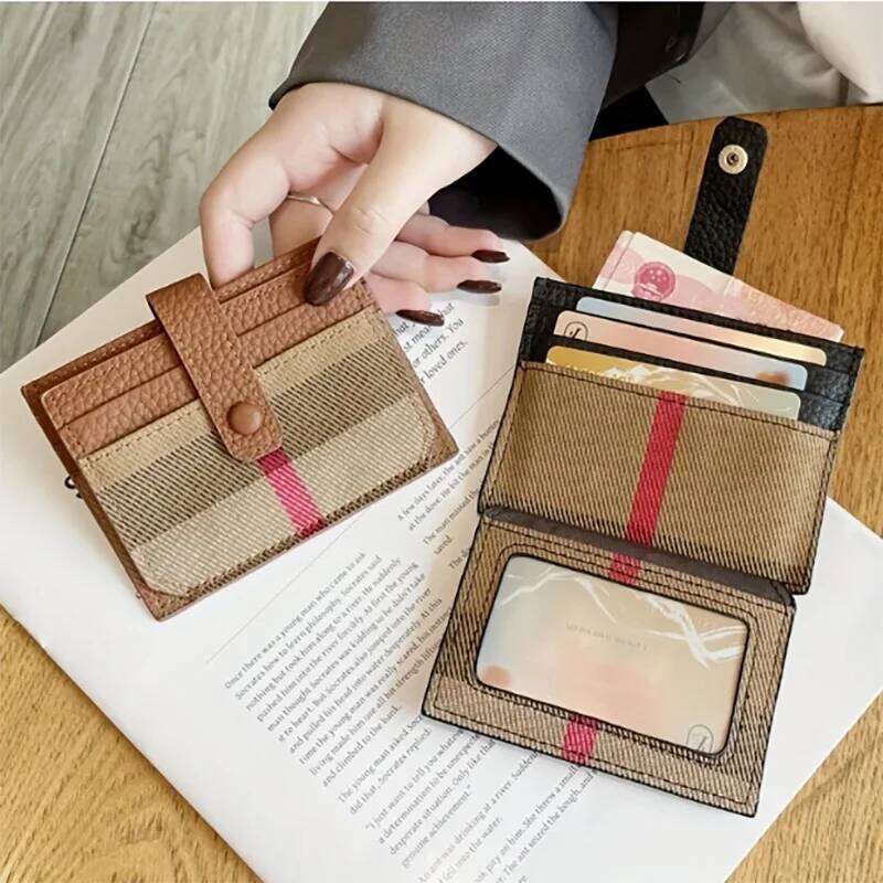 1pc Genuine Leather for Women, Stylish Bi-Fold Slim Mini Wallet, Credit Card Holder Coin Pocket, Snap Closure Y260206