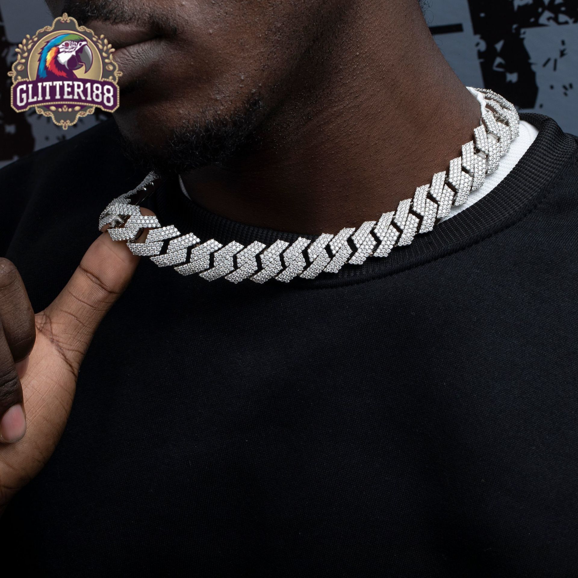 Customized 20mm 3Rows Moissanite Diamond Iced Out Miami Cuban Link Chain Bracelet 925 Sterling Silver Hip Hop Jewelry Necklace