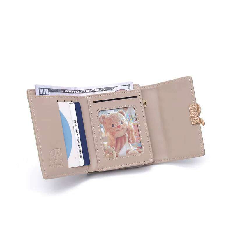 New women's short wallet hardware leaf embroidery three-fold bag multiple card slots folding handbag gift party fashion all-matc Y260206
