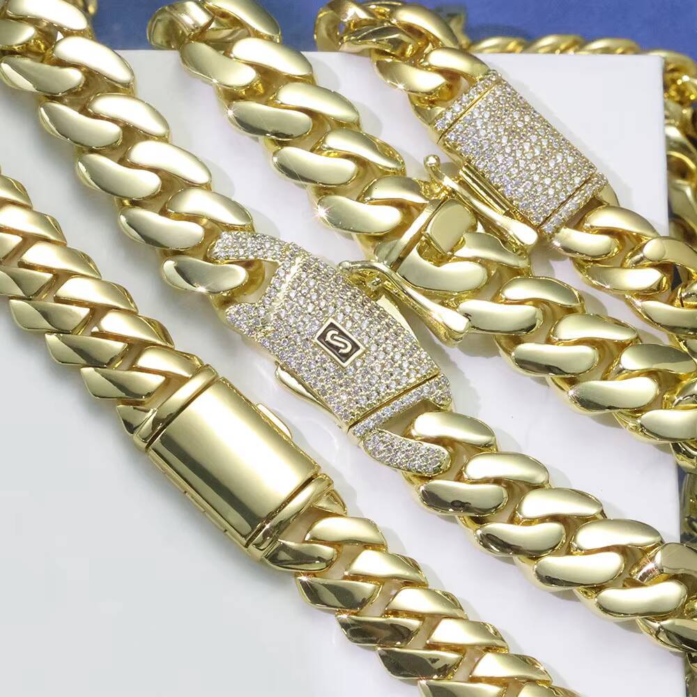 2026 10/12/15mm Cuban Link Chain Necklace 14K Gold Plated silver Hip Hop Jewelry Customizable Men Women Gift