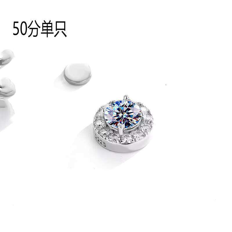 New S925 Silver Round Moissanite Diamond Single High-End Earrings, Jewelry, Wedding Jewelry