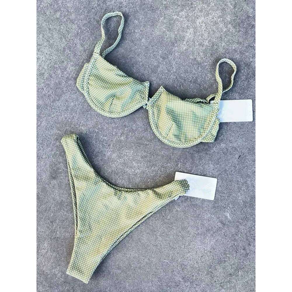 Underwired V-Bar Bikinis 2025 Polka Dot Women Swimsuit Female Swimwear Two Pieces Bikini Set Push Up Bathing Suit Swim C260207