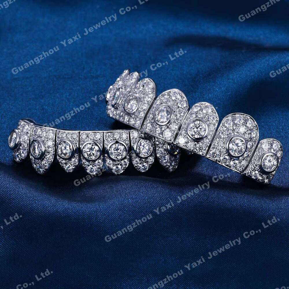 Custom Top Bottom 6 8 10 12 S925 Silver 10K 14K 18K Solid Gold VVS Moissanite Lab Grown Diamond Fine Teeth Grillz For Men Women