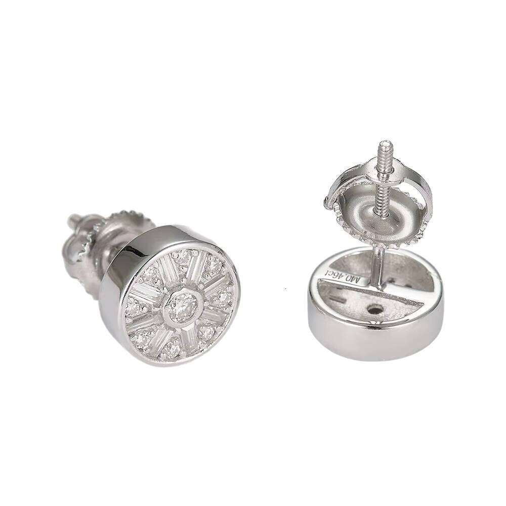 Hip Hop Fashion Luxury 925 Sterling Silver Rhodium Plated VVS Moissanite Diamond Screw Back Stud Earring For Men Women