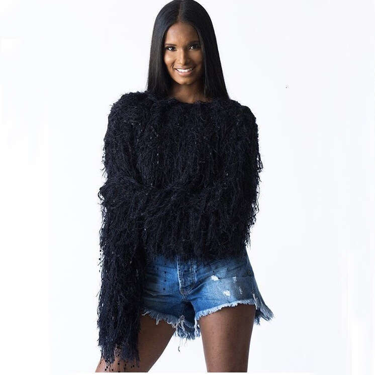 European and American Women s Autumn Winter Coat Wish Hot Selling Handmade Tassel Knitted Pullover Sweater luanyun
