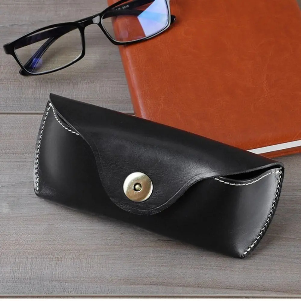 Women Men Eyeglass Handmade Genuine Leather Eye Glasses Bag Protector Case Glasses Case 260107