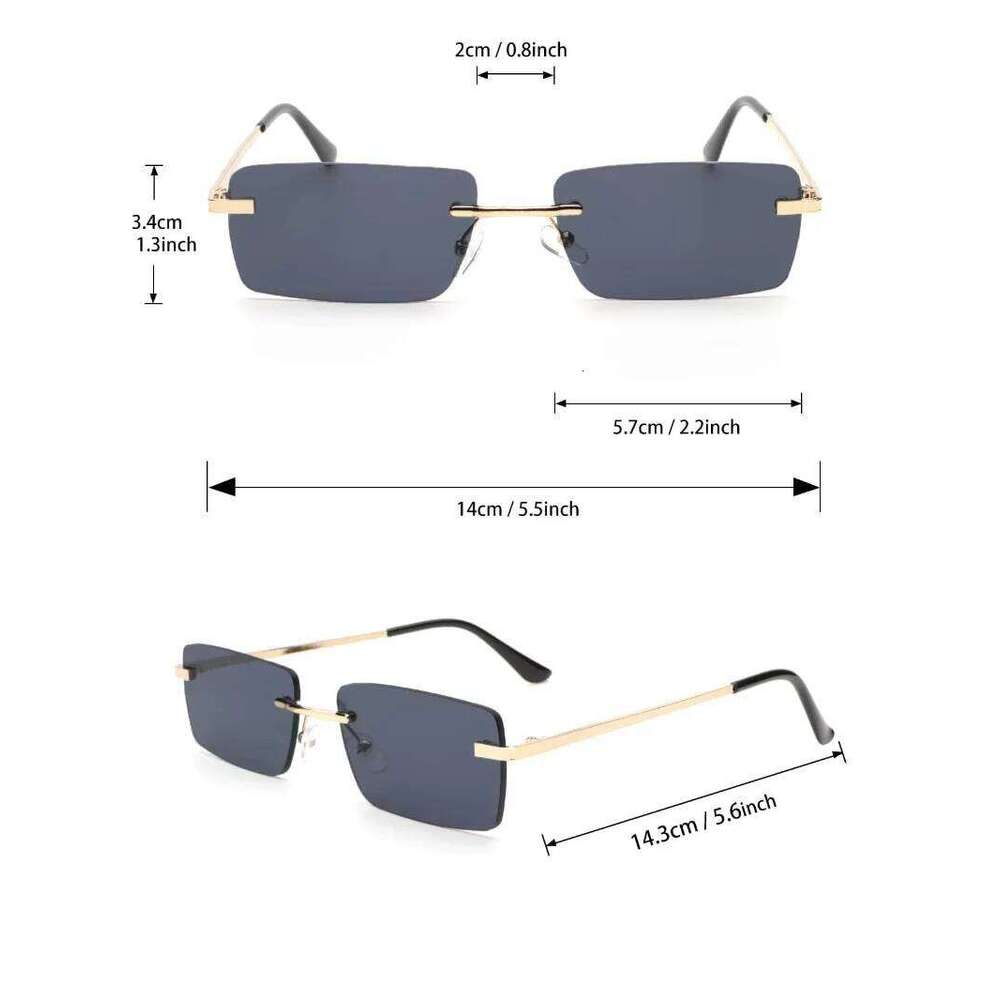 New Retro Men Metal Square Frame Rimless Sunglasses Outdoor Beach Party Sun Glasses Fashion Women's Sunshade Eyewear Y260207