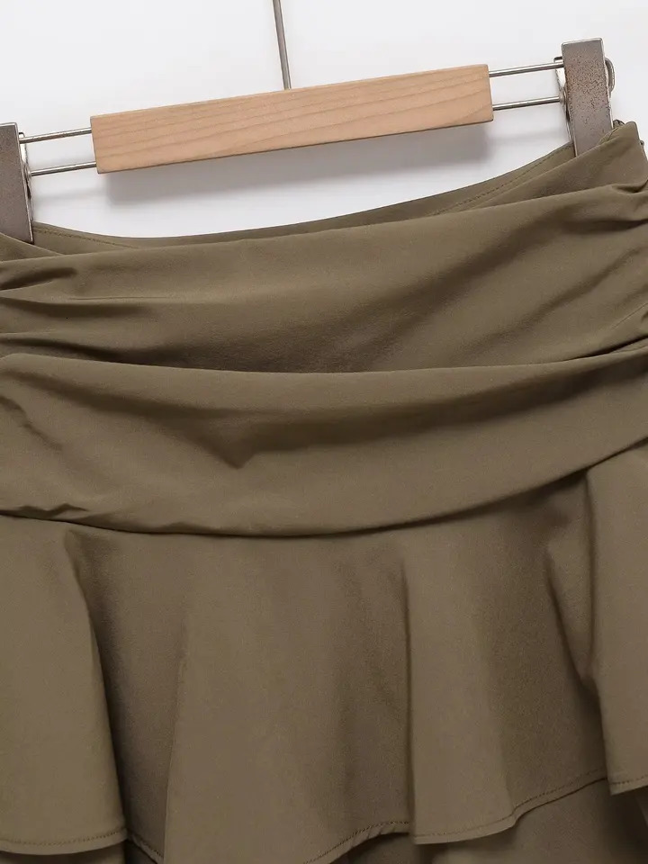 ETJ 2025 womens summer sexy fashion style flouncy stacked decoration mid-waist short skirt pants 260122