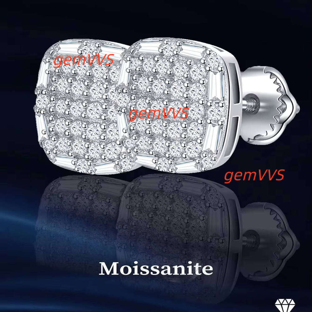 925 Sterling Silver Earrings Iced Out Round Brilliant Cut Vvs Moissanite Diamond Stud Earring For Men Women