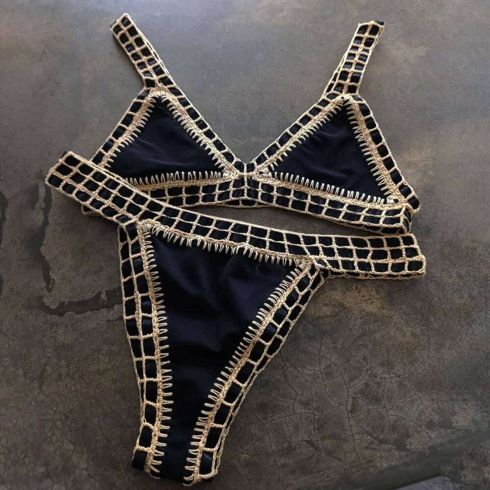 Pink Crochet 2025 Sexy Women Swimsuit Female Swimwear Micro Bikini Set Bandeau Swimming Suit Beachwear Brazilian Biquini C260207