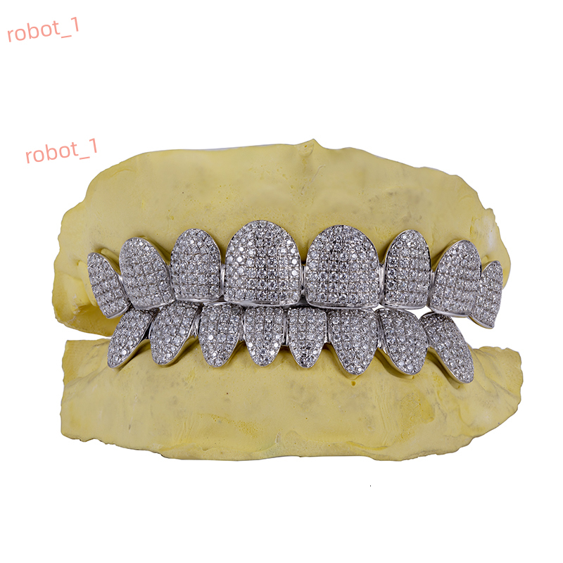 Mishang Jewelry Custom Girls Men 925 Sterling Silver Bling Top Bottom Flawless Iced Out Moissanite Grillz for Teeth