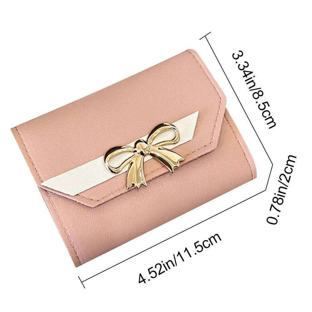 New PU Leather Women Wallet Foldable Small Short Coin Purses Bow Clutch Bag Ladies Y260206